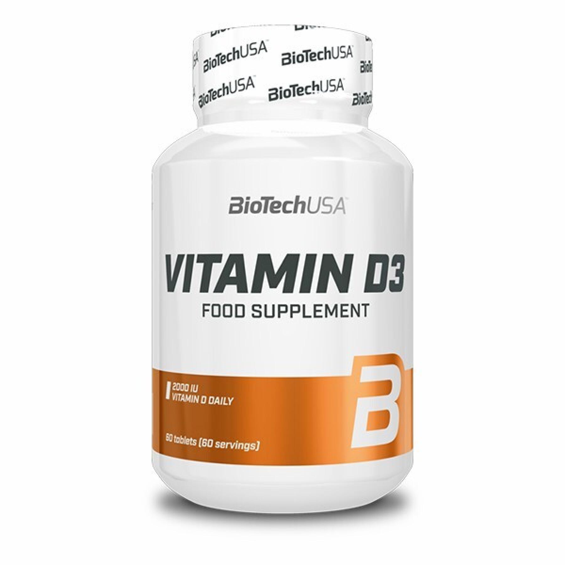 Pot de compléments alimentaire 60 comprimés Biotech USA Vitamin D3 50mcg